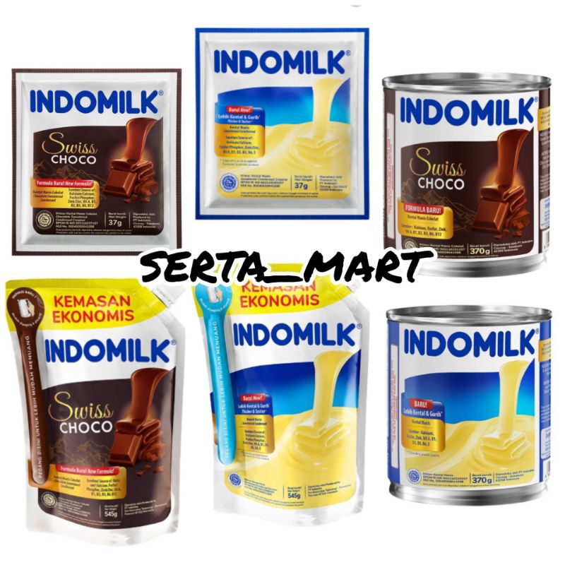 

Indomilk Susu Kental Manis Putih / Cokelat 370gr / 545gr / 6's - Krimer Indomilk