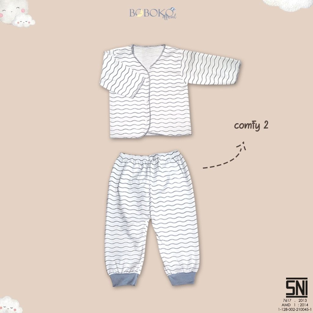 Baju bayi setelan piyama Comfy Grey Series bahan lembut sudah SNI / Baju Bayi Atasan Lengan Panjang Celana Panjang