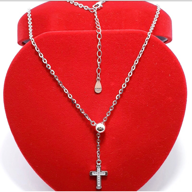 Kalung liontin salib kalung salib perak 925 lapis emas putih kalung wanita kalung pria perak 925