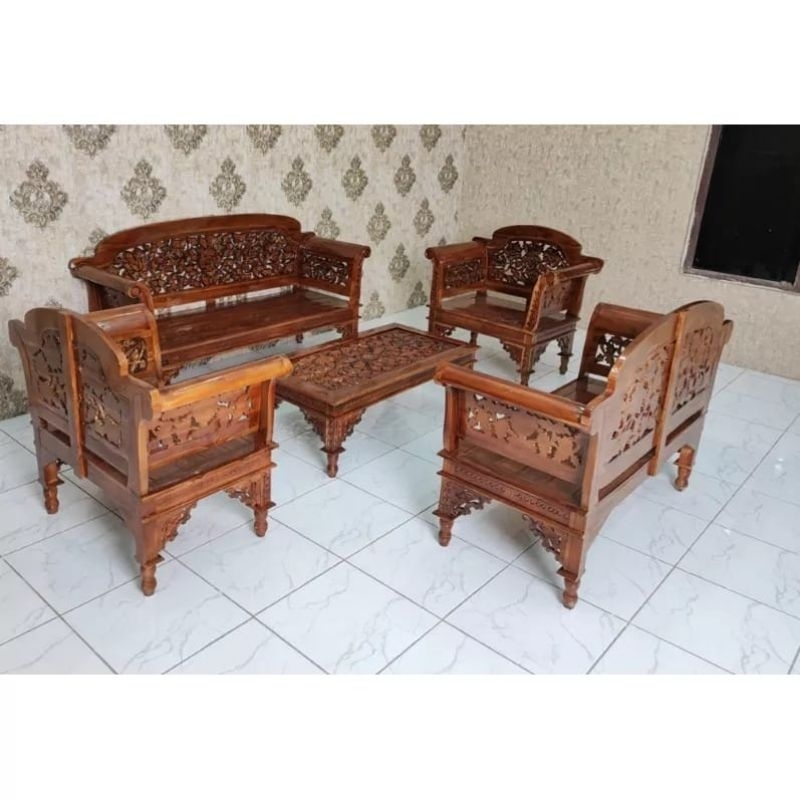 Kursi Tamu Kayu Jati Jepara Madura Kirana 3211 + Meja