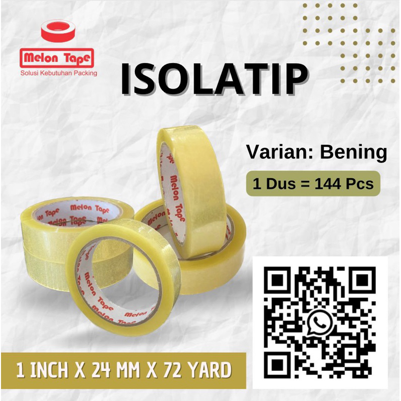 

LAKBAN ISOLATIP CLEAR MELON TAPE UKURAN 24mm 72yard /90yard