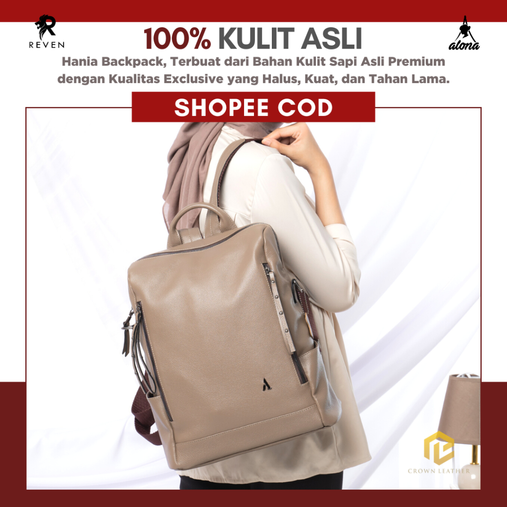 Tas Ransel Wanita Terbaru Muat Laptop Kapasitas Besar Original 100% Kulit Sapi Asli Exclusive - HANIA BACKPACK