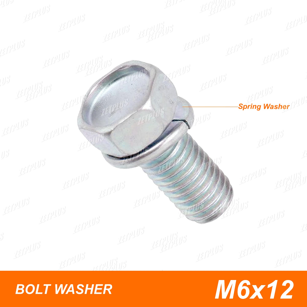 BOLT WASHER M6x12 (Kunci 10) /baut+ring gear depan/universal