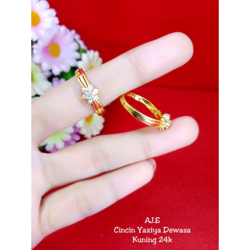 cincin bintang zicron lapis emas 24k