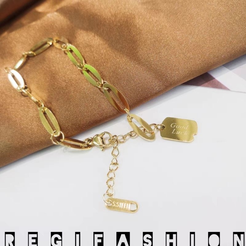 { COD } Gelang Rantai Titanium Good Luck Gelang Wanita Korea Kekinian Anti Karat Tidak Luntur