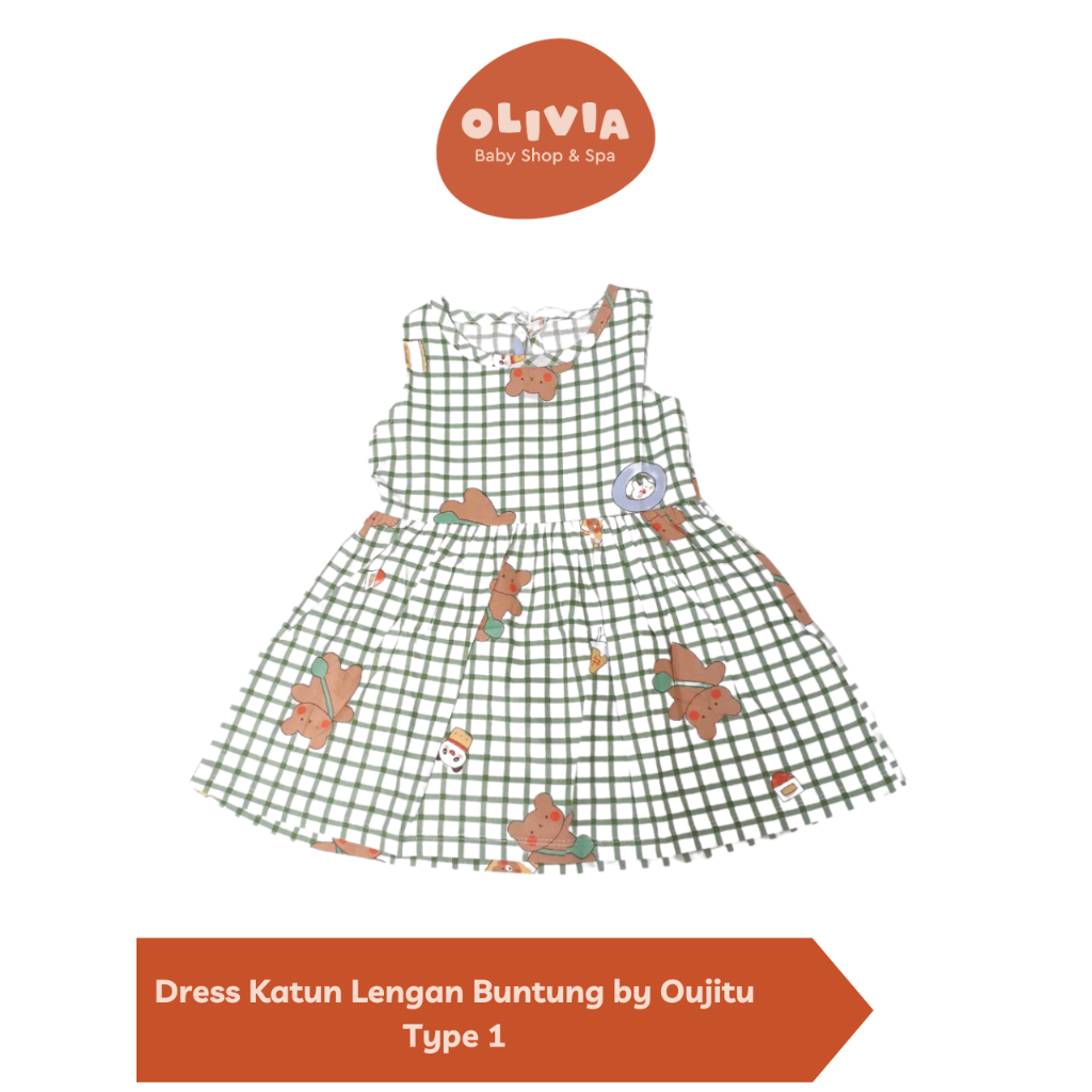 Dress Anak Kutung Korean Style - Dress Katun Lengan Buntung by Oujitu Variasi 1