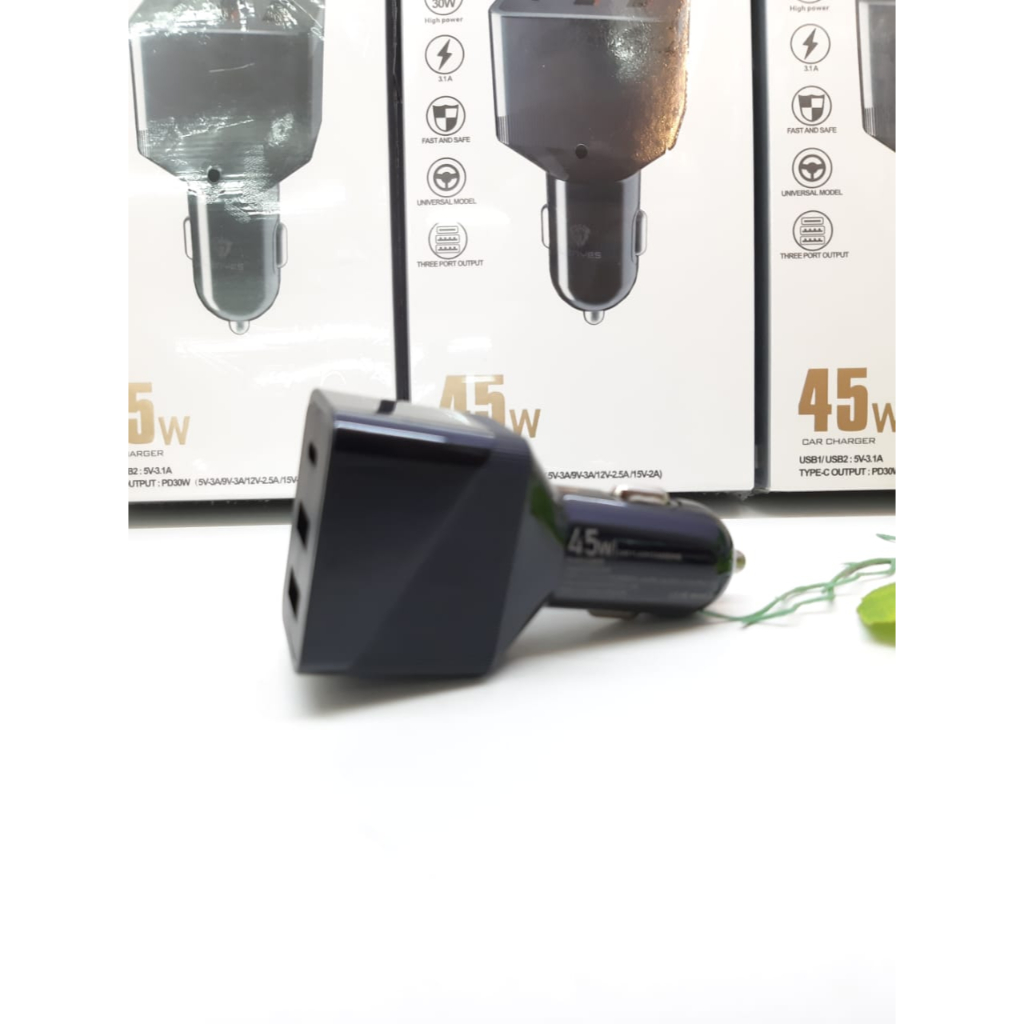 Adapter Mobil Lenyes CA879 45W Car Charger 3.1 PD 30W Fast Charging Power Delivery Adapter Hp Mobil