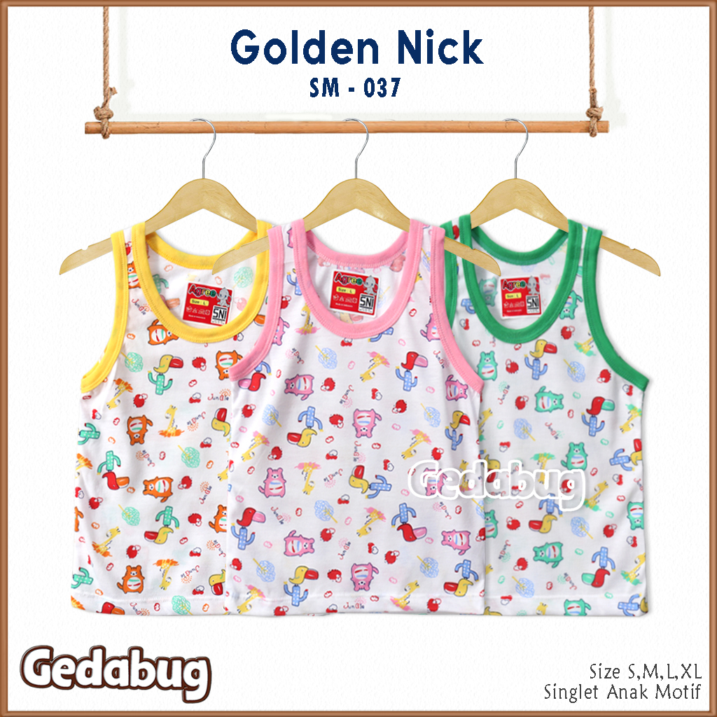 3 Pcs - Singlet Agree Kids SM - 037 Jungle | Singlet Anak motif lucu &amp; bahan berkualitas | Gedabug