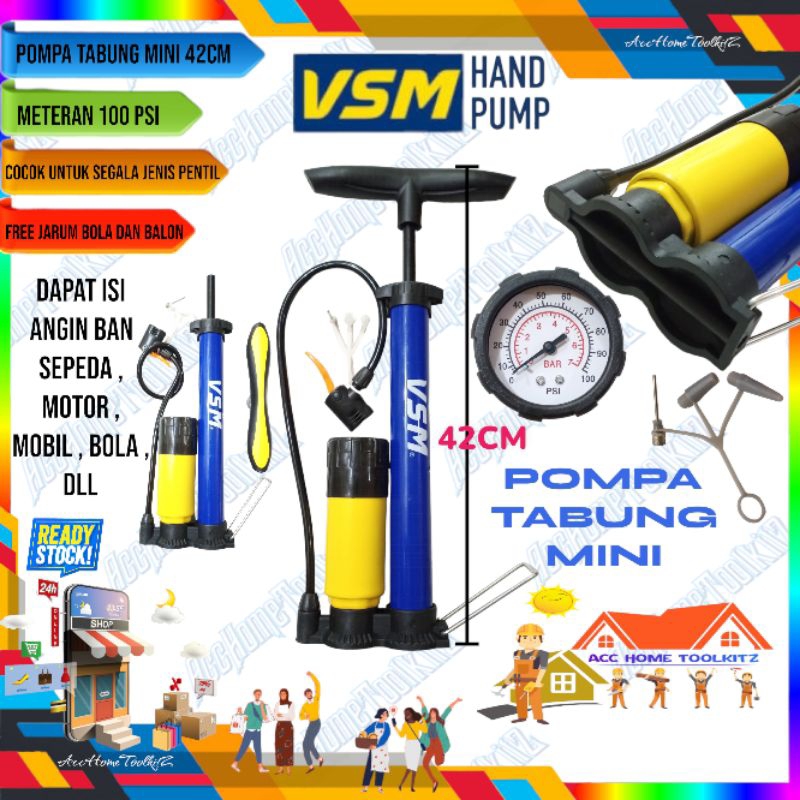 Pompa Angin Tabung Meter Pendek/ Kompa Sepeda Motor Mini / Pump Bola Balon Pelampung