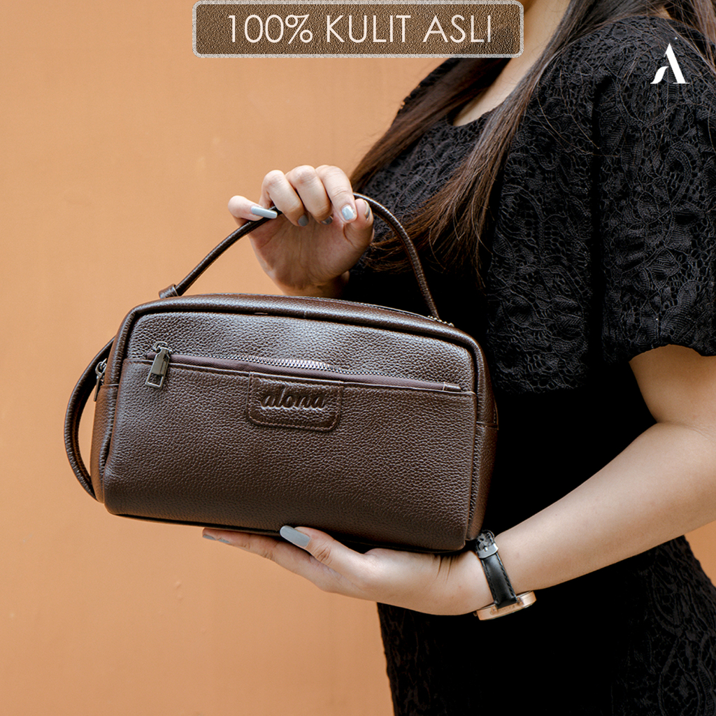 Tas Clutch Pouch Make Up Kosmetik Kulit Asli Premium Branded Original