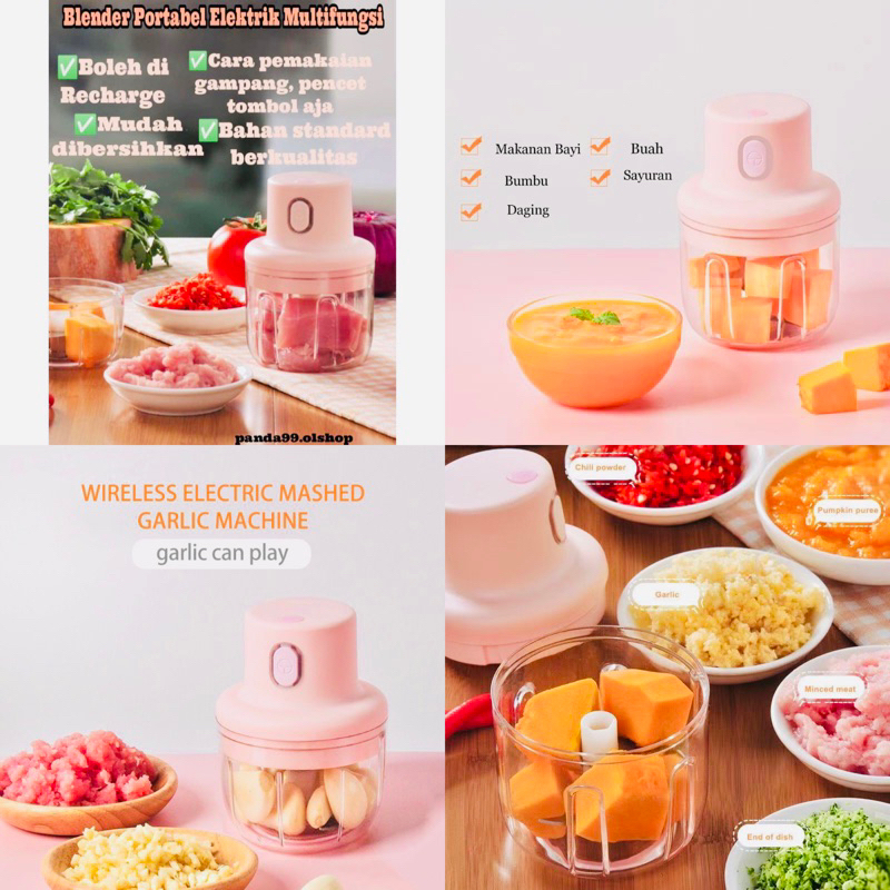 JT - Blender Portabel Elektrik Tanpa Kabel / Mini Chopper 250ML / Blender Cas