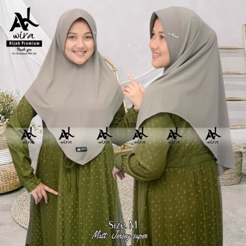 AlWira M - Hijab Instan Premium/Jilbab Wira Uk.M Nutup Dada/Kerudung Jersey Premium By AlWira