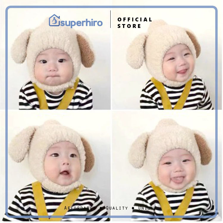 Topi Bonnet Bayi Anak Impor Bulu Lucu tebal Winter