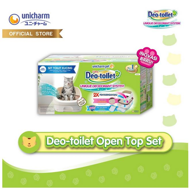 DEO Toilet Open Top Ivory Set Cat Litter Box Bak Pasir Kucing UNICHARM