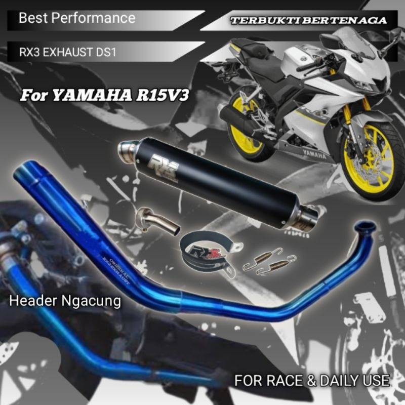 Knalpot Racing R15v3 header ngaceng original RX3 EXHAUST D8 Coating dof