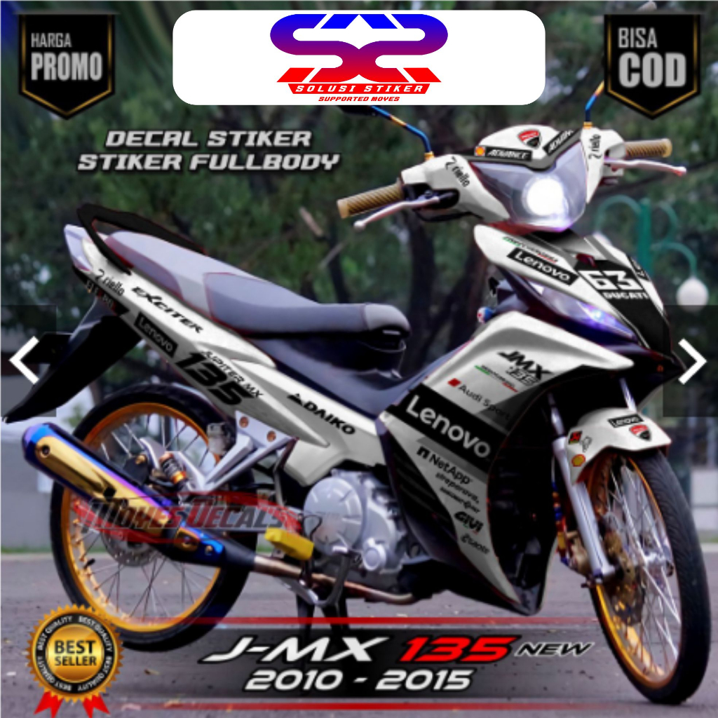 [BISA COD] Stiker Decal Mx 135 New Desaind Putih FullBody Decal Jupiter Mx 135 New FullBody