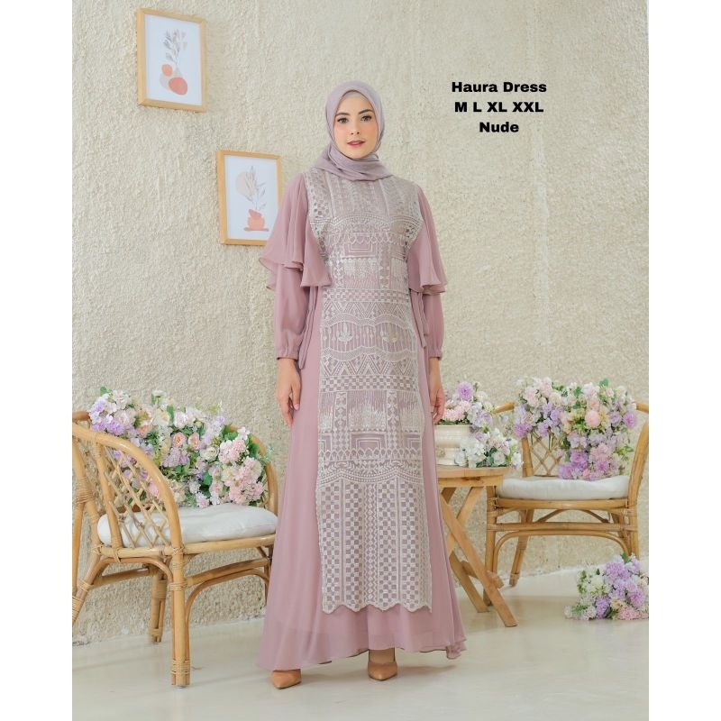 Dress Pesta Mewah / Gamis Haura Dress Tile Sapto Rompi Lepas Pasang /Gamis Kondangan / Gamis / Gamis Pesta / Dress / Gamis Lamaran /  Dress Terbaru / Gamis Seragaman / Gamis Tile / Gamis Brokat /