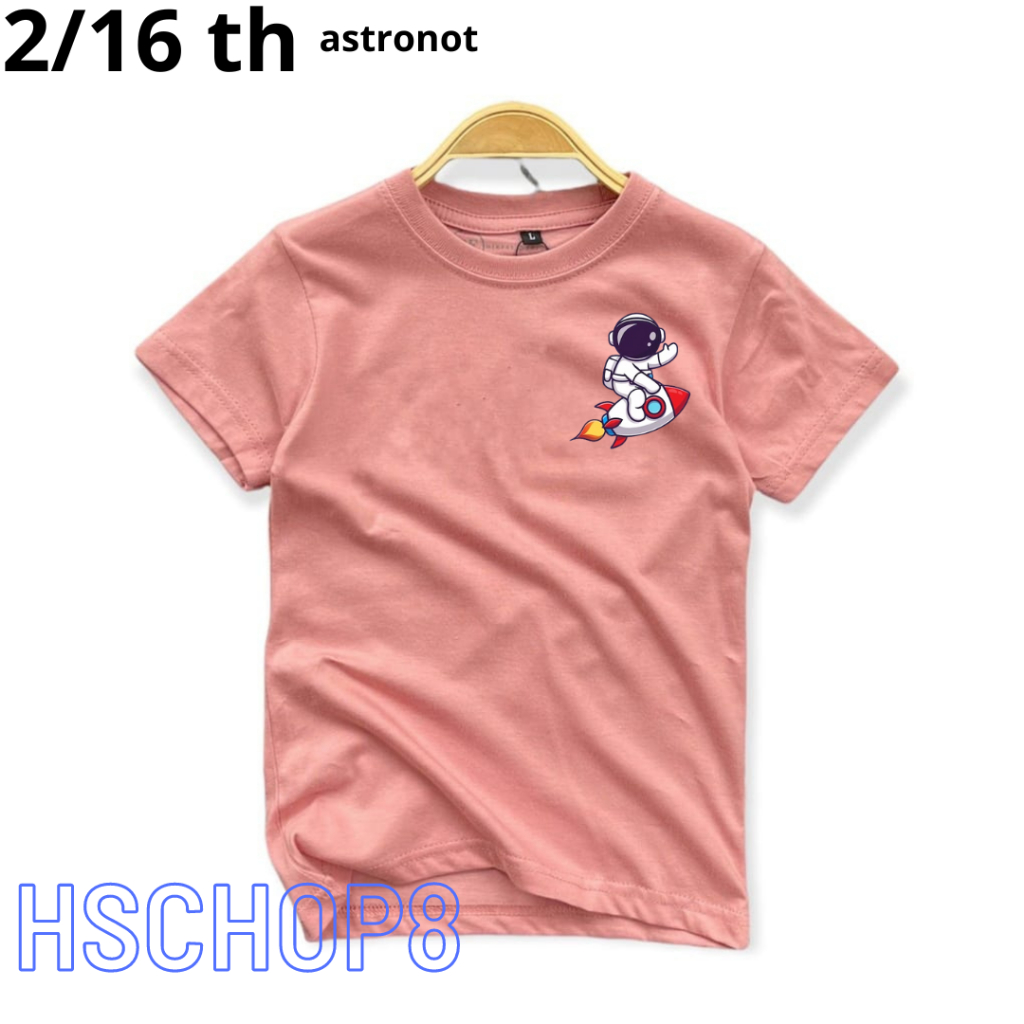 Kaos Anak Astronot Samping Cutton Combed Baju Oblong Anak Unisex Kaos Anak Cewek Pakaian Anak Cowok cewek Usia 2-16 Tahun