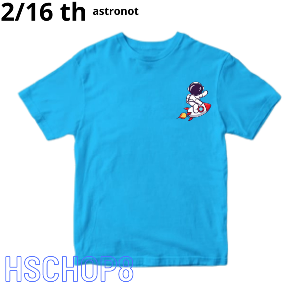 Kaos Anak Astronot Samping Cutton Combed Baju Oblong Anak Unisex Kaos Anak Cewek Pakaian Anak Cowok cewek Usia 2-16 Tahun