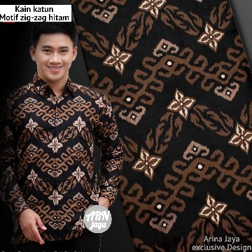 Kain Batik Bahan baku pakain Bahan kain katun printing motif zig zag hitam songket hitam