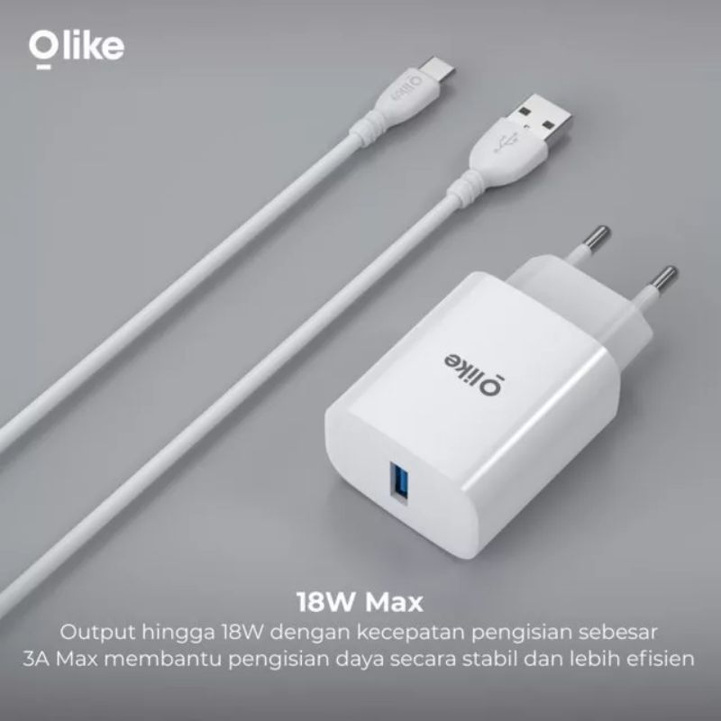 Olike C301 Charger Fast Charging Type C 18W For Xiaomi Vivo Oppo Samsung infinix