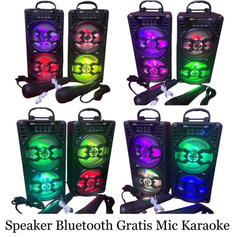 SPEAKER BLUETOOTH BONUS MIC KARAOKE/SALON AKTIF PORTABLE SUPER BASS WIRELESS SPEKER USB LED