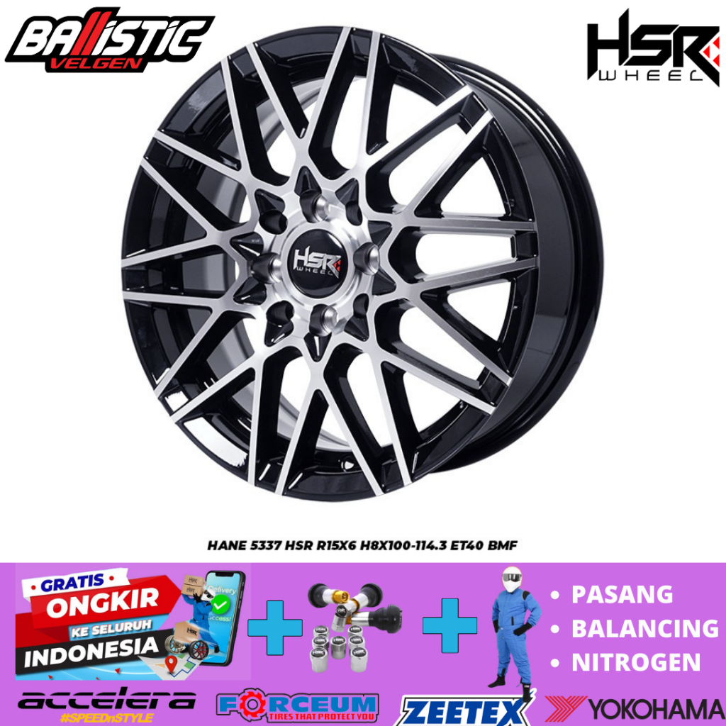 velg racing r15 hsr hane rata body pelek mobil honda brio,jazz,city,yaris,vios, bisa buat avanza,xen