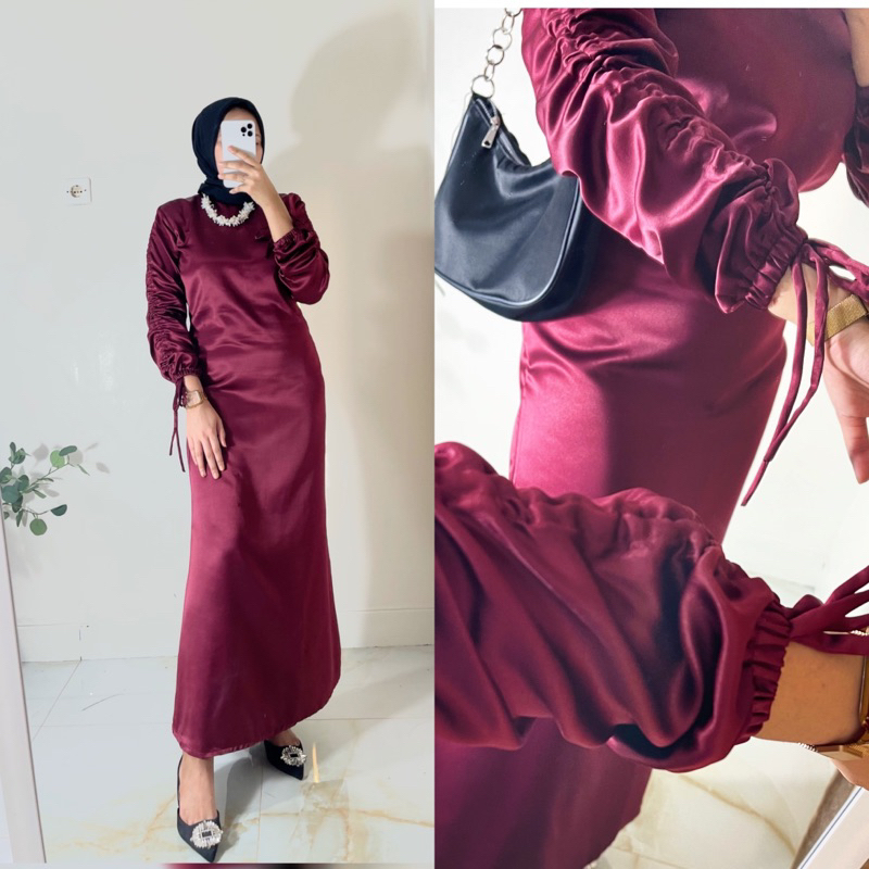 Dress zara wanita/silk dress satin dress kondangan outfit kondangan malay gamis mermaid dress serut silk