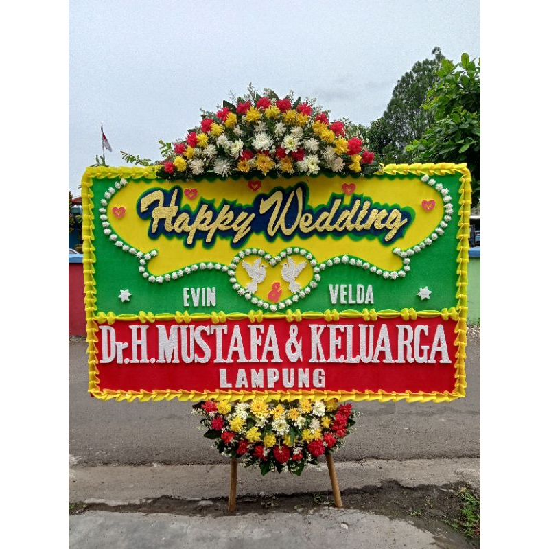 Karangan bunga papan Happy Wedding, Selamat & Sukses, Serang Banten