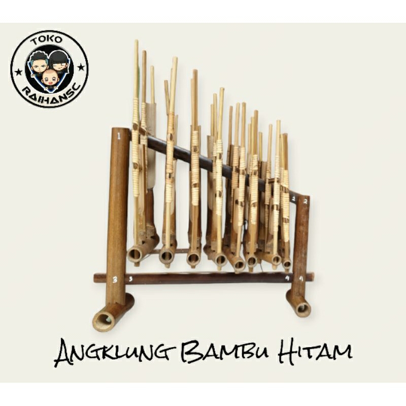 Angklung Bambu Hitam 1 octap ukuran mini dan sedang (8 nada)
