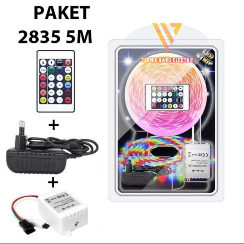 Lampu Led Strip RGB 5M 5 Meter 2835 3528 Hias Disco Tidur  kamar tidur kos meja tempel game aestetik