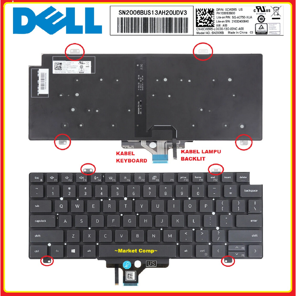 Keyboard Laptop Dell Latitude 14 5420 5421 5430 5431 Latitude 2 in 1 Laptop 7310 7320 7410 7420 7430