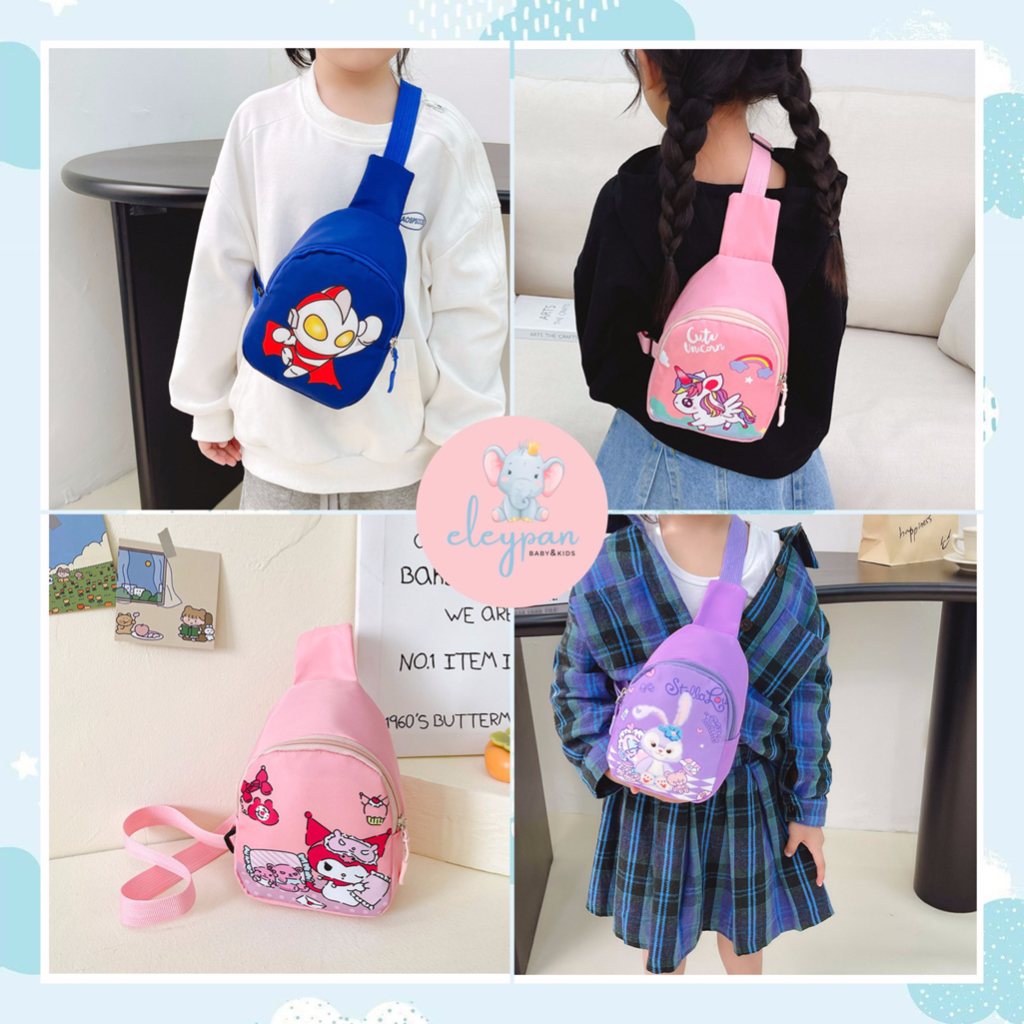 Tas Bahu Anak Import Fashion Sling Bag Karakter Lucu Selempang Samping