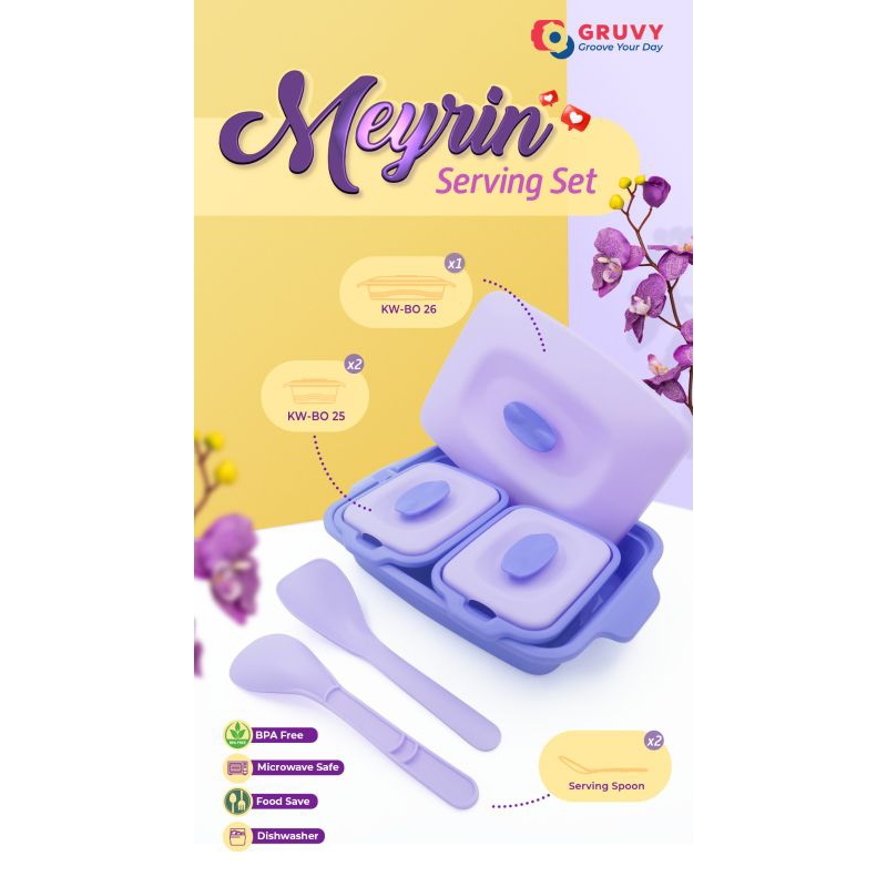 MEYRIN SERVING SET 3 PCS + Sutil 2 Pcs / Wadah Prasmanan 3 pcs