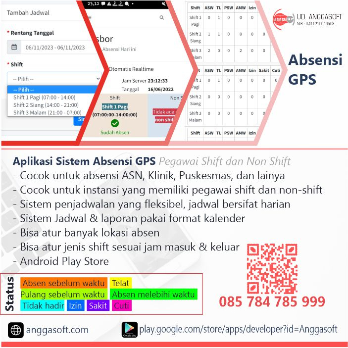 Absensi GPS Android Anti Fake GPS Bisa untuk Pegawai Shift No Shift