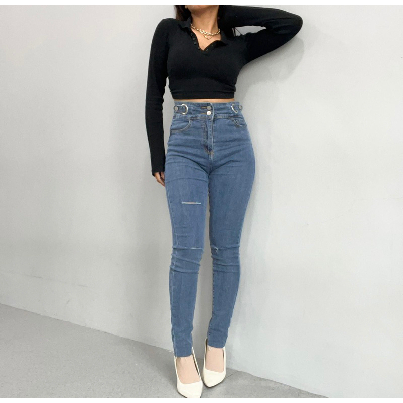 [LUXE.DLABEL] - Jeans 147 | Celana Panjang Highwaist Wanita Jeans Import Premium Quality Jeans Wanita Polos Ripped Jeans Highwaist Jeans Wanita Bangkok Skinny Jeans Highwaist Baggy Wideleg Jeans Kulot jeans Boyfriend Jeans Kargo Jeans Cargo jeans BKK