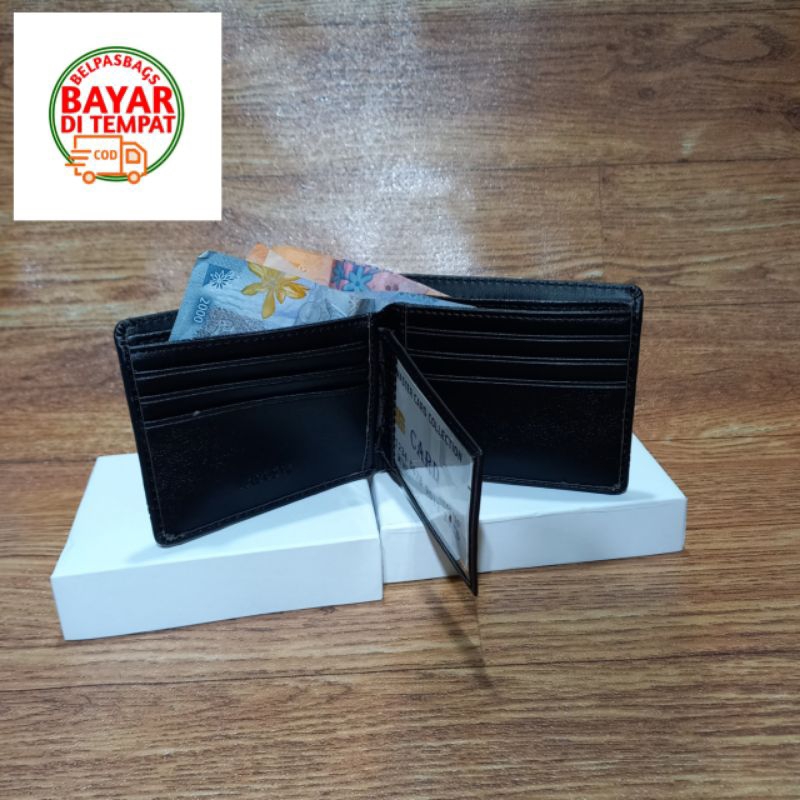 Dompet pria lipat Exclusive with box/ Dompet bahan kulit sintetis