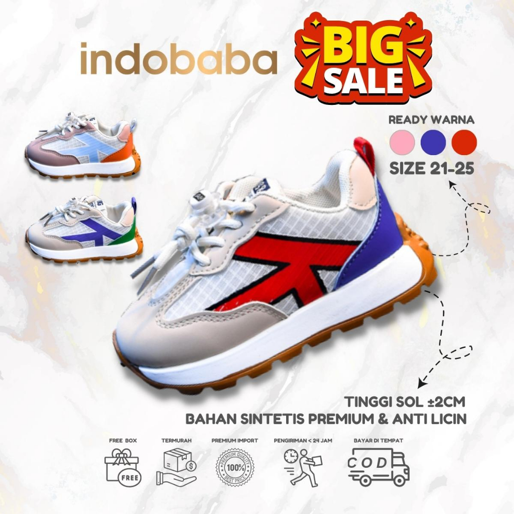 indobaba Sepatu Anak Perempuan Import Sneaker Anak Laki laki Import Usia 1-5 Tahun S179