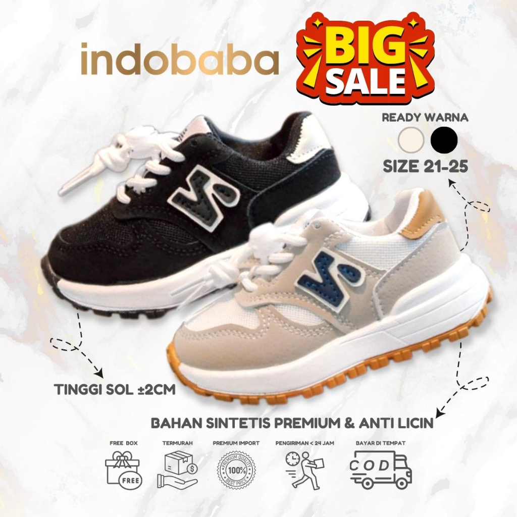 indobaba Sepatu Anak Perempuan Sneakers Anak Import Sintetis Usia 1-5 Tahun S162