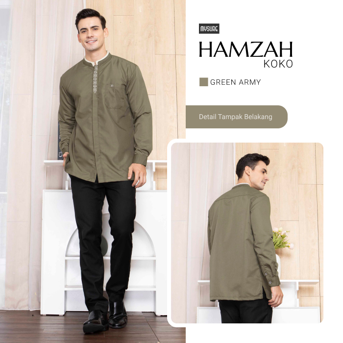 Hamzah Koko Green Army Lengan Panjang Mysure