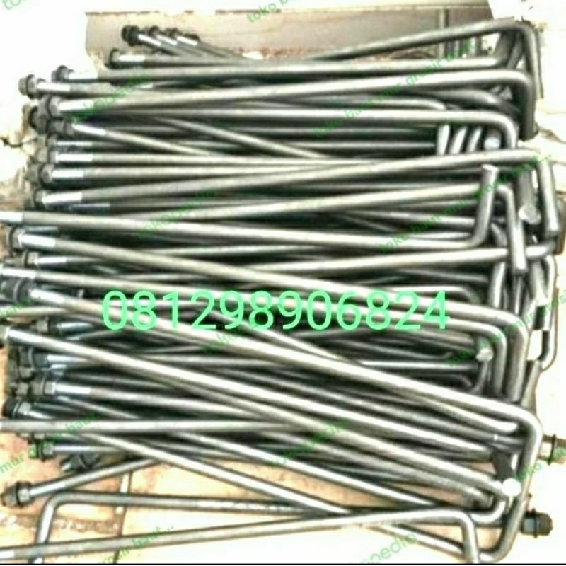 Baut Angkur Besi Beton 5/8×50 + mur + ring