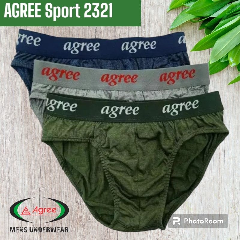 AGREE 2321 | Celana Dalam Pria Set 3pcs | CD Cowok Agree Karet Luar | Pakaian Dalam Pria