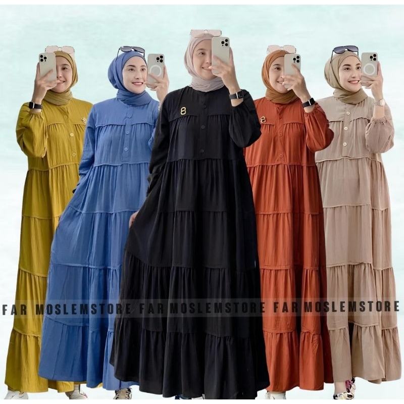 ASYILA MIDI DRESS CRINKLE AIRFLOW/INARA DRESS MAXY BAJU MUSLIMAH/GAMIS MUSLIM WANITA KEKINIAN/FAR MOSLEMSTORE