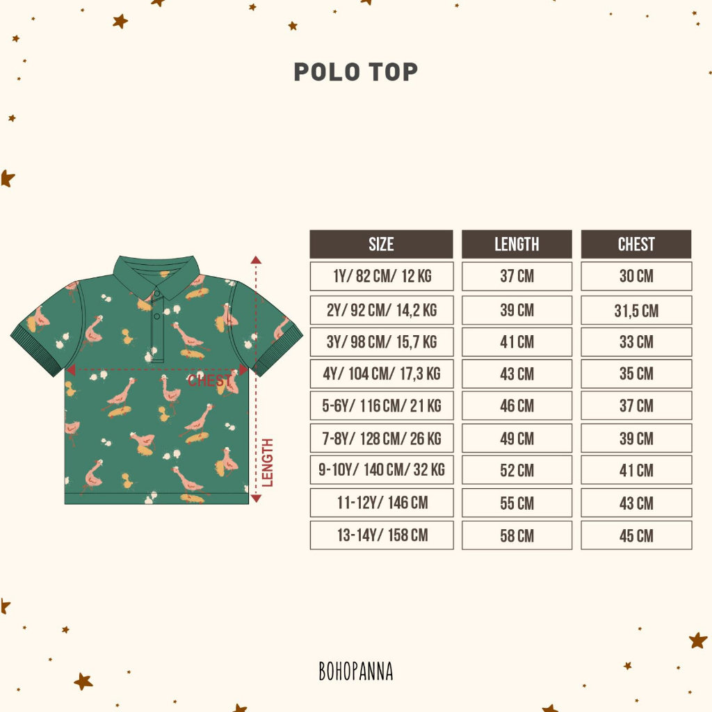 Bohopanna Polo Top - Kaos Polo Motif Anak 1-8 tahun