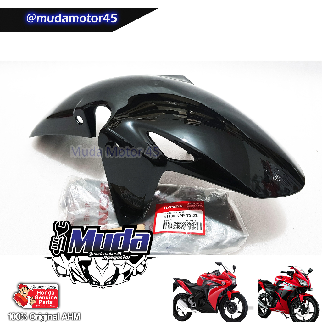 SPAKBOR CBR150R K45A CBR250R CBU THAILAND FI  61100-KPP-T01ZL FENDER FR SLEBOR DEPAN HITAM GLOSSY ME