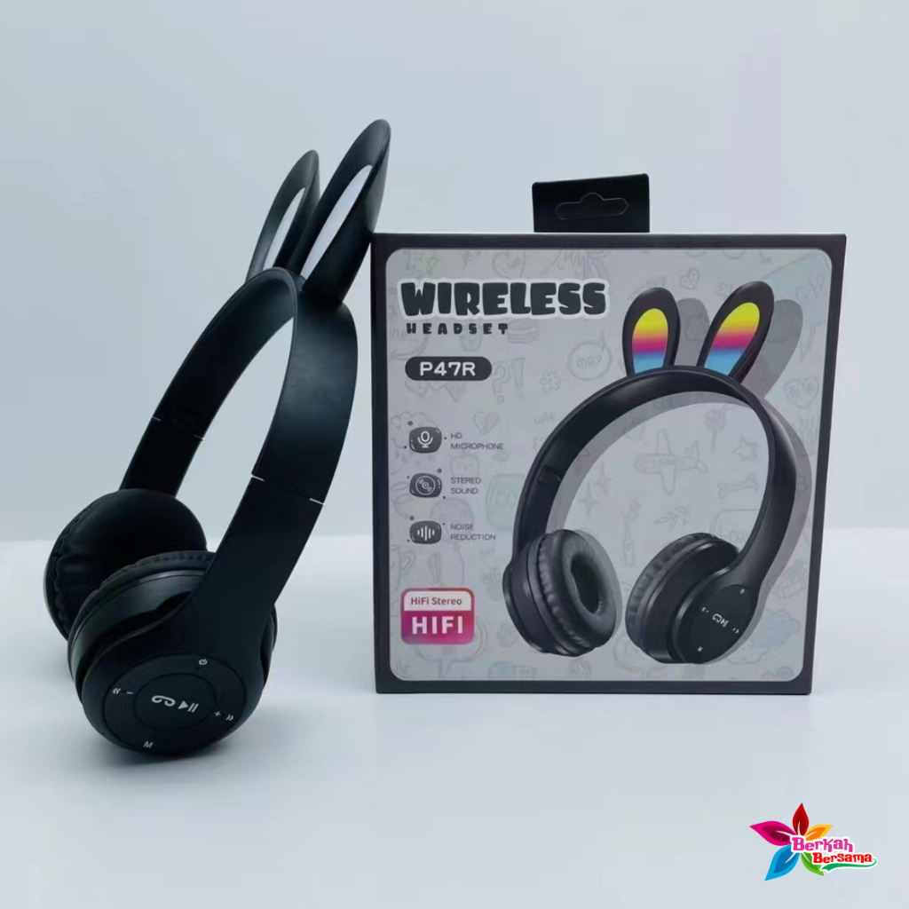 P47R CAT EARS HEADSET headphone Hf bando telinga kucing LED BANDO BLUETOOTH wireles RGB GAME HEADSET G-P47R LED WIRELESS super BASS BB8515