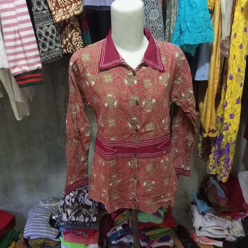 blouse batik lengan panjang prelov ld 90 ats a156