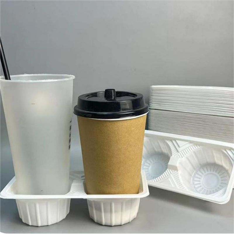 125pcs Drink Tray Take Away 4 Cup Tatakan Gelas Minuman Plastik Cup Tray Holder