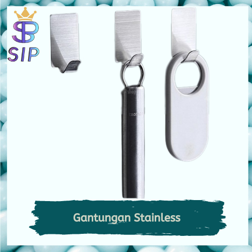 Gantungan Stainless Dinding Tempelan HOOK Hanger Baju Handuk Cantelan 1pc Tembok Kamar Serbaguna Toilet Wc Kulkas