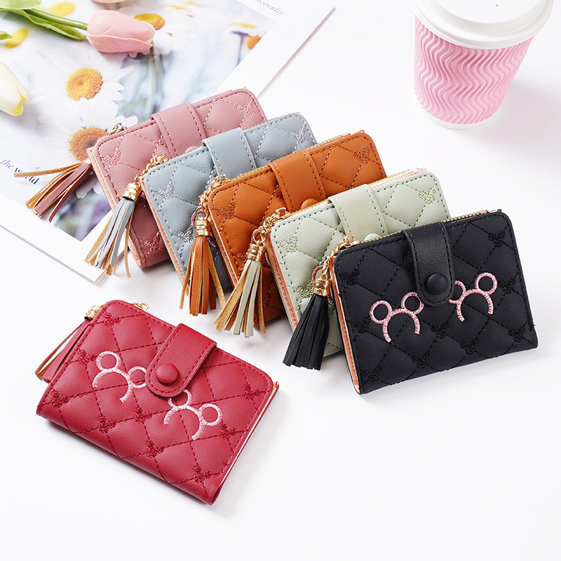 ASIN829 Dompet Wanita Dompet Pendek Wanita Dilipat 2058 Dompet Lipat Mini Fashion Korea Desain Segar Slot Kartu Berkapasitas Besar